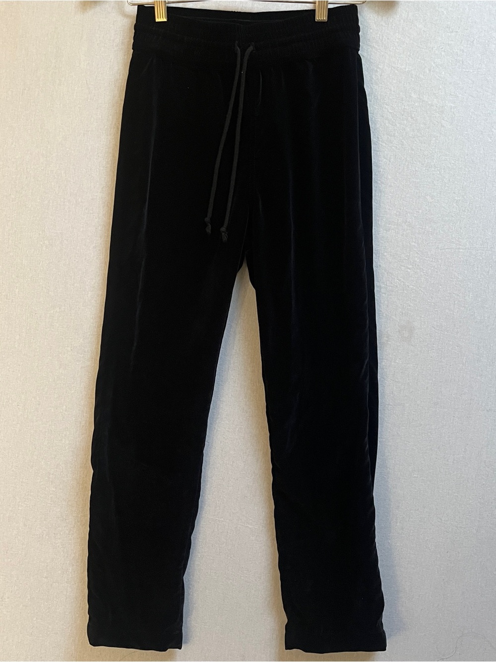 MOTHER The Lounger Ankle Velour Velvet Drawstring Jogger Pants Black XS
